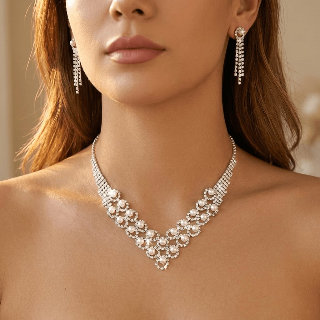 Vintage Pearl Sunflower Jewelry Set