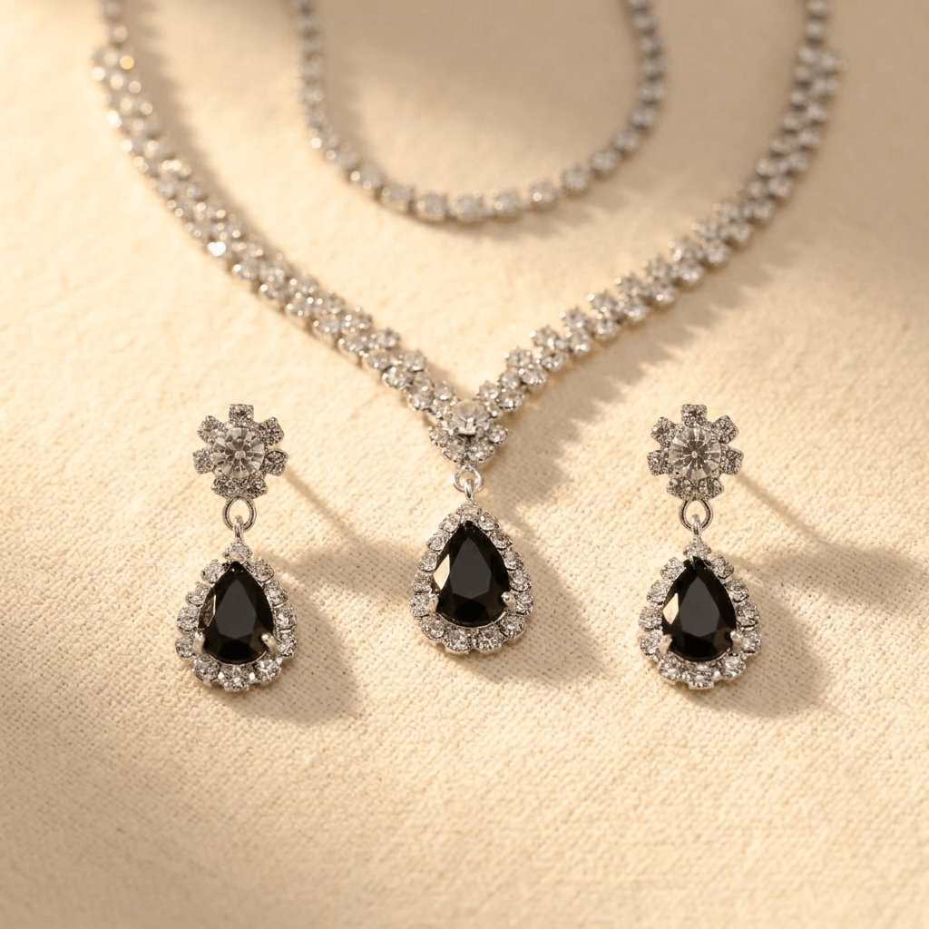 Water Drop Cubic Zirconia Silver Jewelry Set