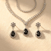 Water Drop Cubic Zirconia Silver Jewelry Set