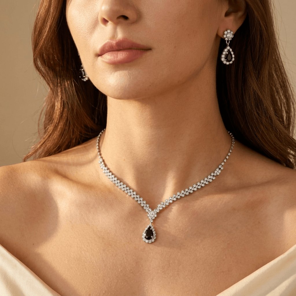 Water Drop Cubic Zirconia Silver Jewelry Set
