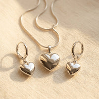 Heart Collar Hoop Earrings Jewelry Set