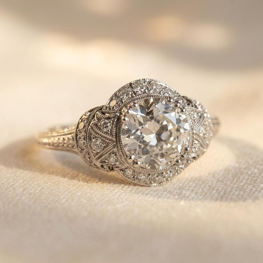 Vintage Crystalline Silver Ring