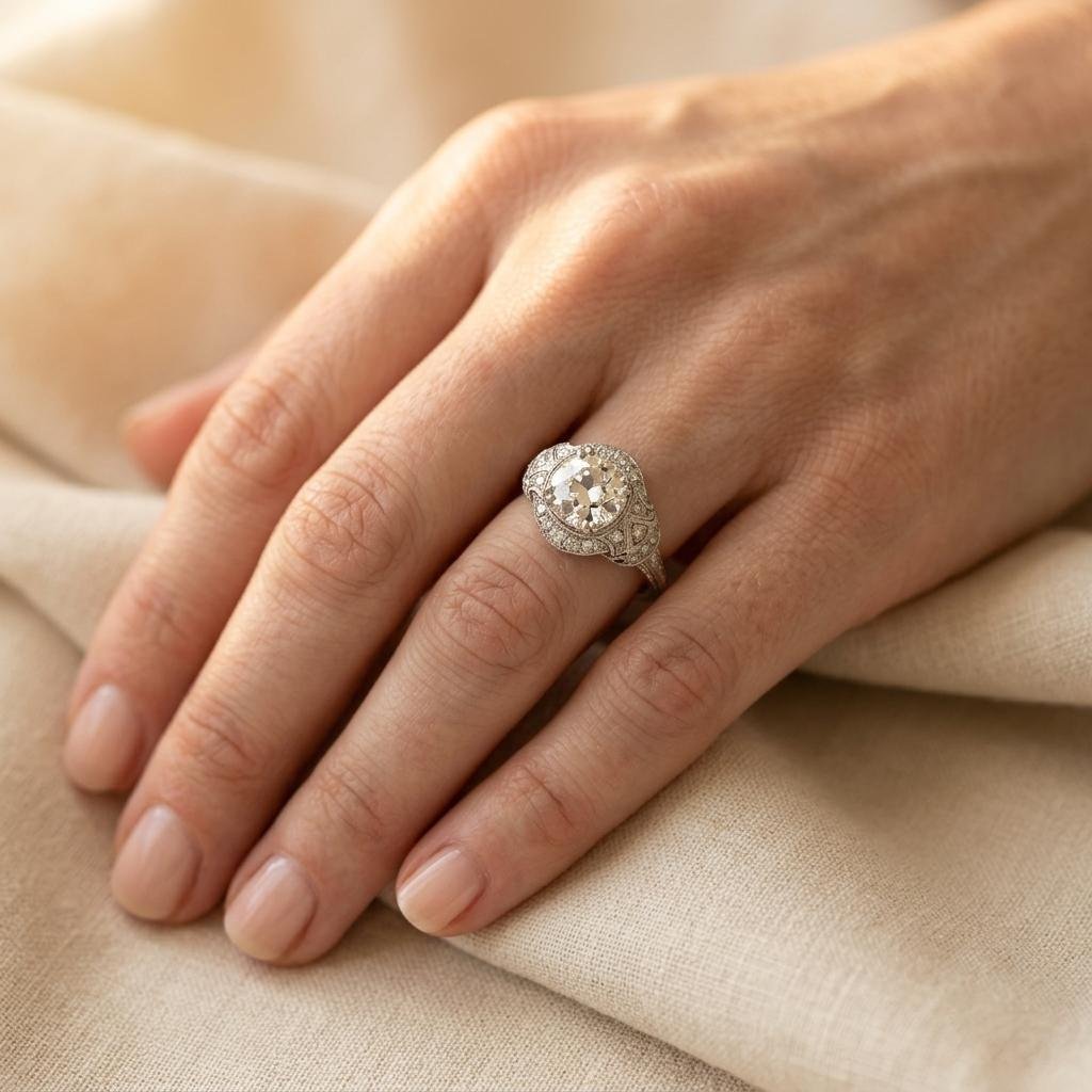 Vintage Crystalline Silver Ring