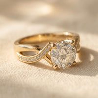 Vintage Gold Zirconia Braided Ring