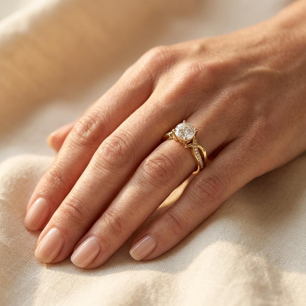 Vintage Gold Zirconia Braided Ring