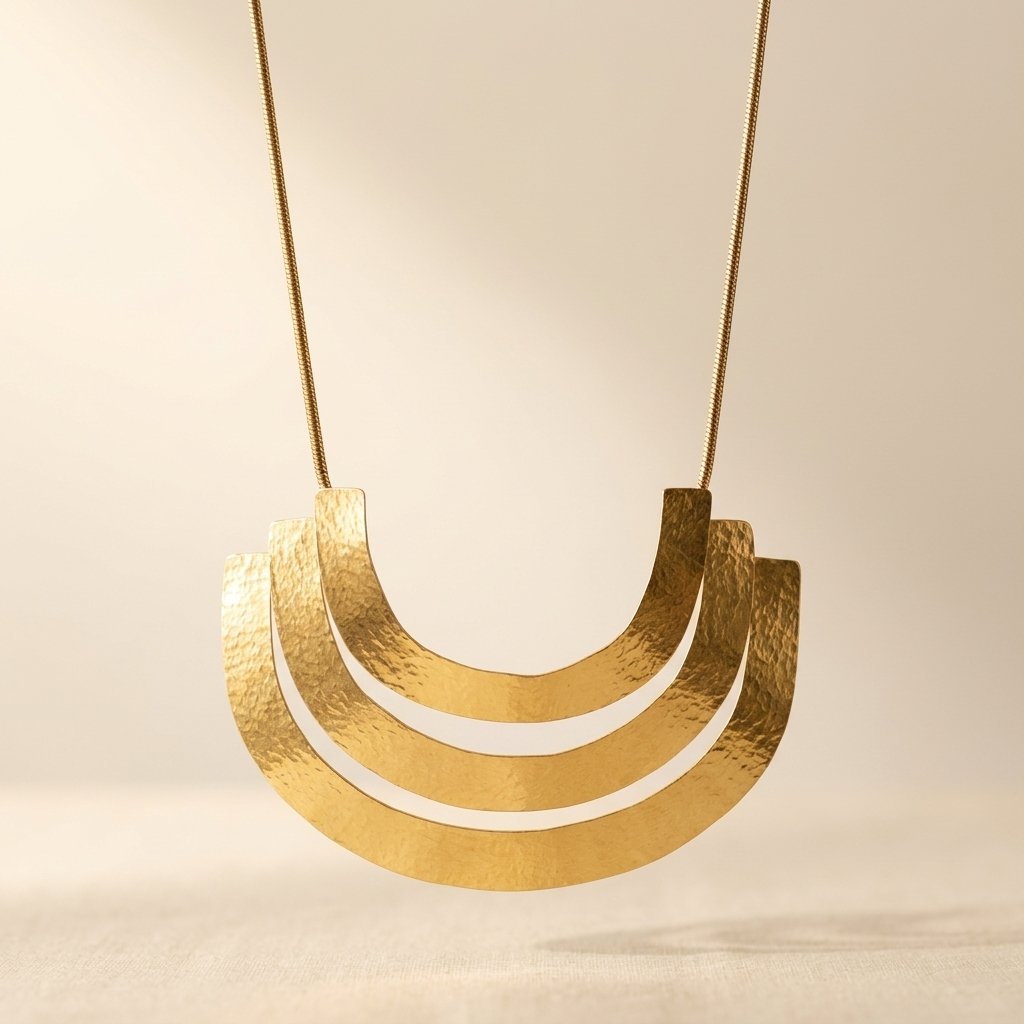 Sculptural Hammered Gold Statement Necklace