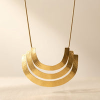 Sculptural Hammered Gold Statement Necklace