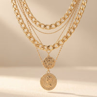 Layered Chain Necklace With Interlocking Rings