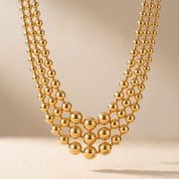 Chunky Golden Bead Layered Statement Necklace