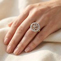 Two Tone Floral Cluster Zirconia Ring