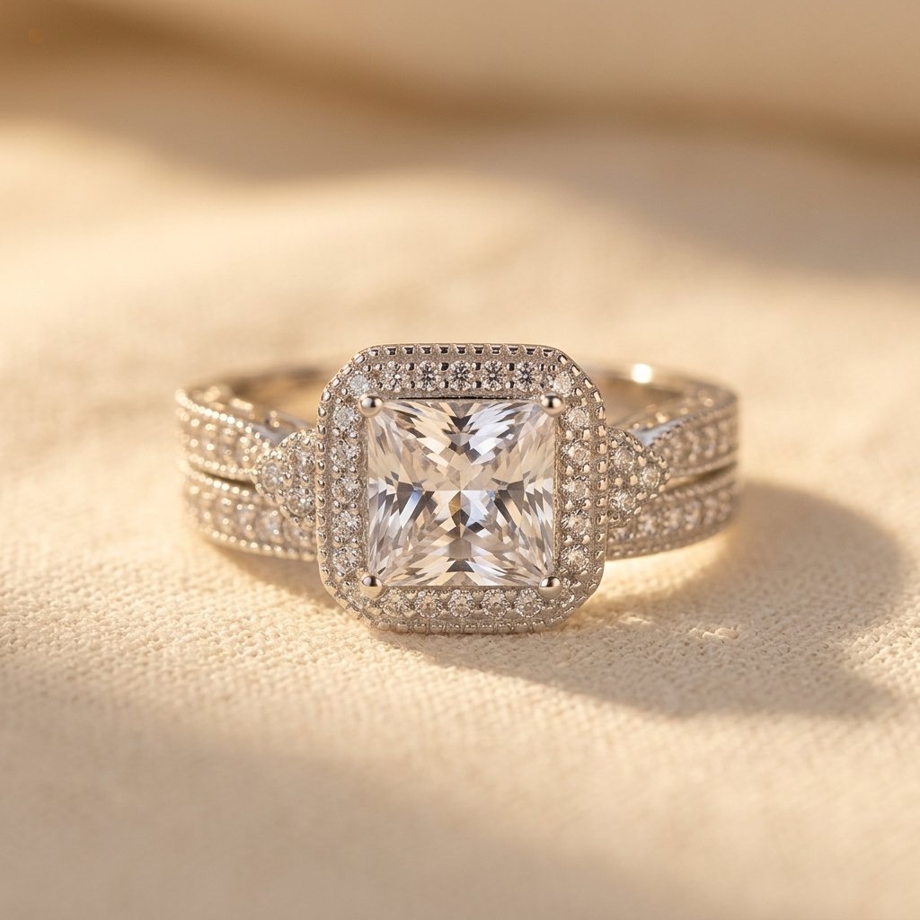 Vintage Synthetic Zirconia Textured Ring