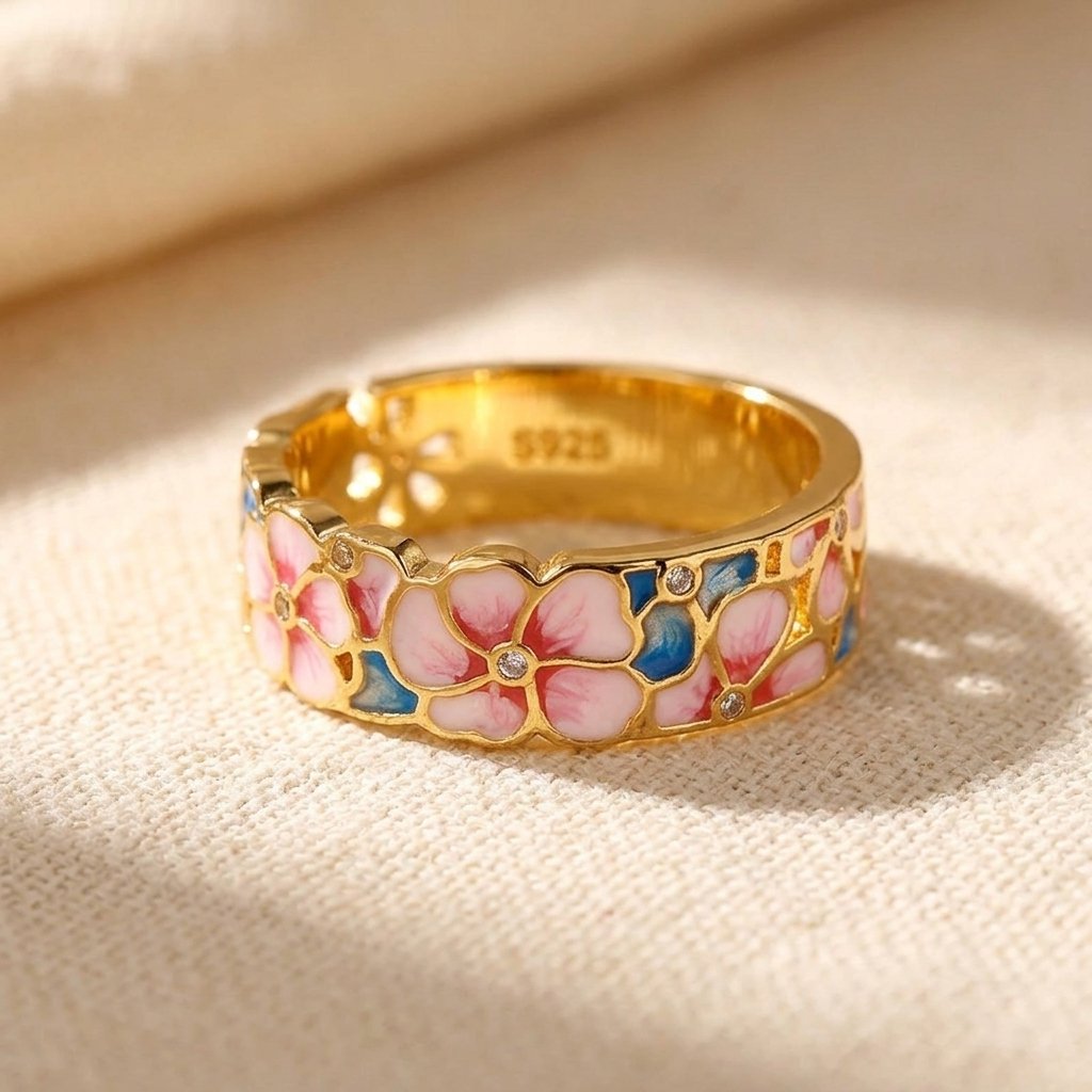 Elegant Enamel Engagement Ring