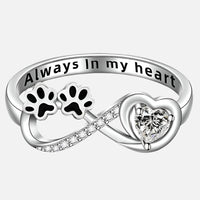 Heart-shaped cubic zirconia ring with infinity design