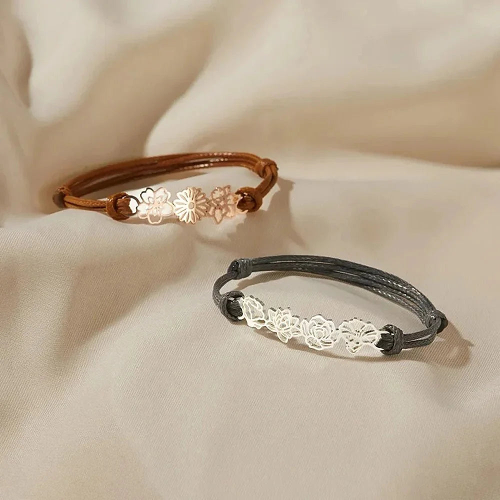 Personalized Birth Flower Bracelet
