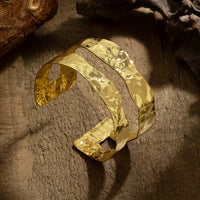 Punk Metal Style Hammered Geometric Open Cuff Bracelet