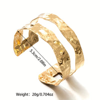 Punk Metal Style Hammered Geometric Open Cuff Bracelet