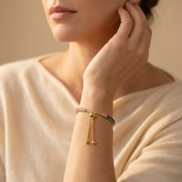Rainbow Multicolor Crystal Gold Bolo Bracelet
