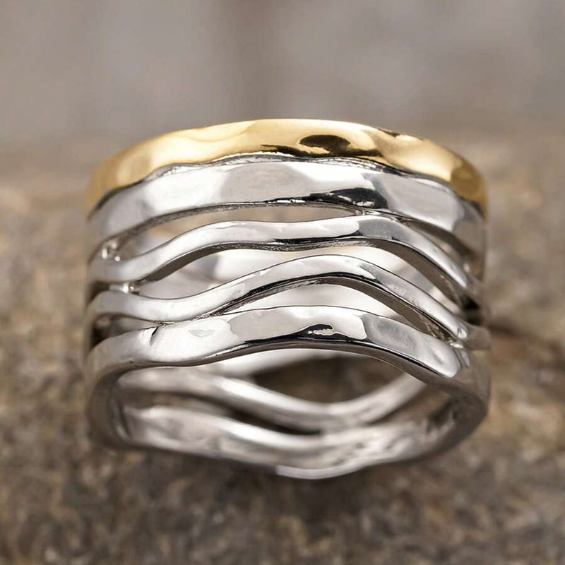 Retro Handcrafted Mixed Metal Multi Strand Wide Band