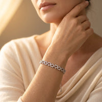 Romantic Silver Pavé Heart Link Bracelet