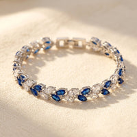 Sapphire Blue Marquise Crystal Silver Bracelet