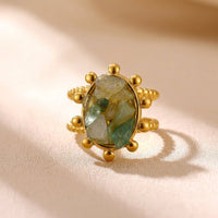 Vintage Gold Raw Emerald Oval Ring