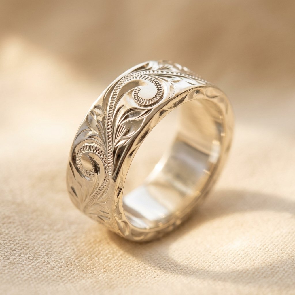 Vintage Silver Filigree Scrollwork Band Ring