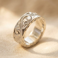 Vintage Silver Filigree Scrollwork Band Ring