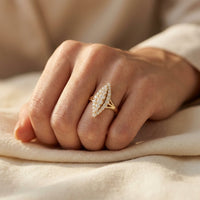 Gold Cubic Zirconia Marquise Cluster Ring