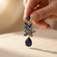Gold Blue Sapphire Teardrop Earrings