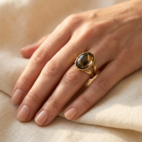 Gold Tigers Eye Oval Cabochon Ring