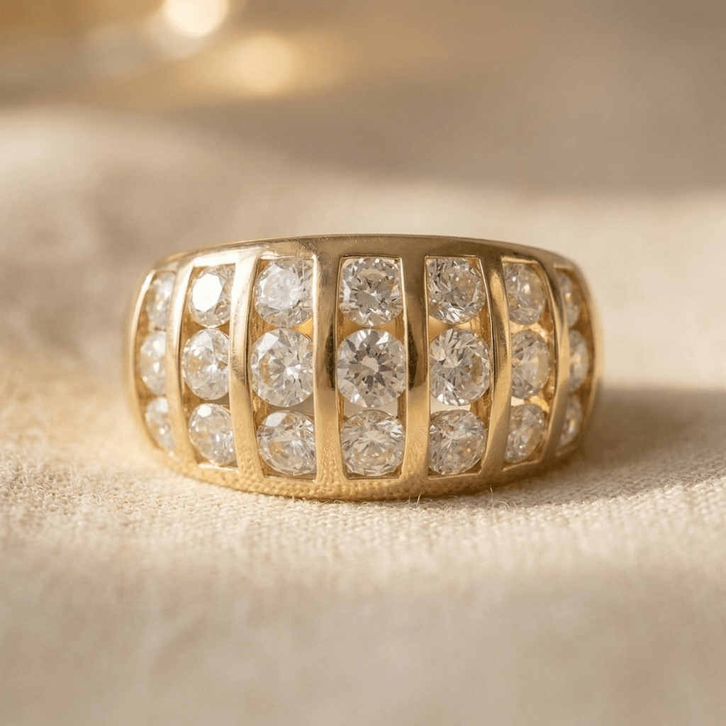 Vintage Wide Channel Synthetic Zirconia Ring