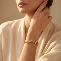 Gold Diamond Accent Stackable Bangle Bracelet
