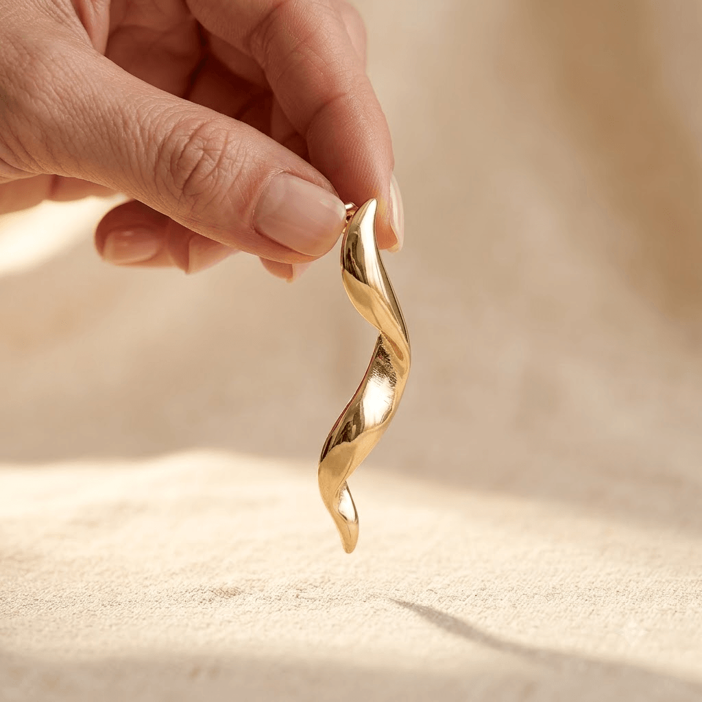 Gold Twisted Spiral Drop Earrings