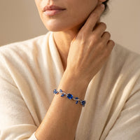 Blue Sapphire Silver Leaf Link Bracelet