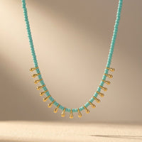 Boho Gold Turquoise Teardrop Beaded Necklace