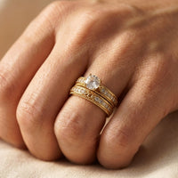 Vintage Gold Filigree Round Cubic Zirconia Ring