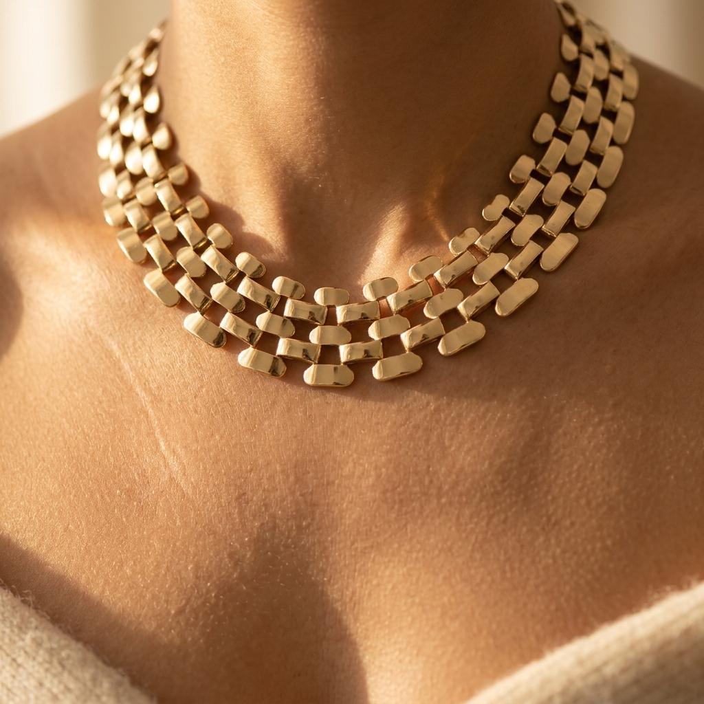Hexagonal Hollow Chain Punk Necklace