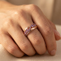 Rose Gold Purple Amethyst Wing Ring