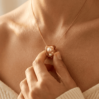 Elegant Gold Pearl Oval Ring Necklace