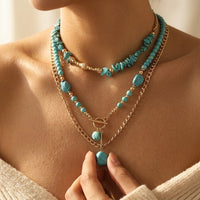 Boho Gold Turquoise Beaded Layered Necklace