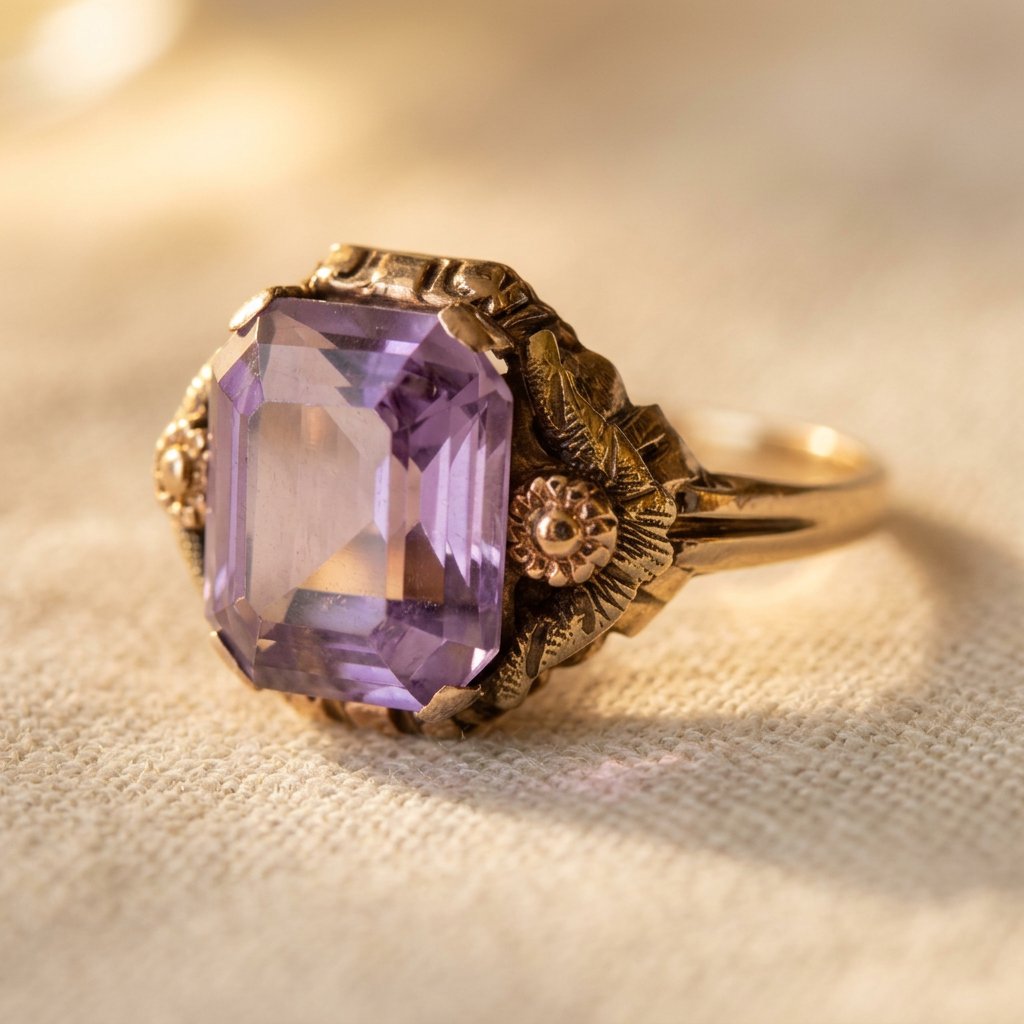 Vintage Gold Amethyst Filigree Ring