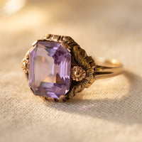 Vintage Gold Amethyst Filigree Ring