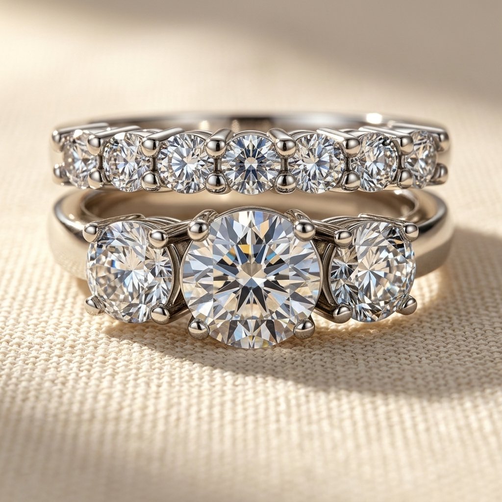 Silver Round Cubic Zirconia Three Stone Ring