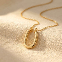 Gold Oval Link Double Chain Necklace