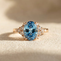 Rose Gold London Blue Topaz Oval Ring