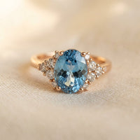 Rose Gold London Blue Topaz Oval Ring