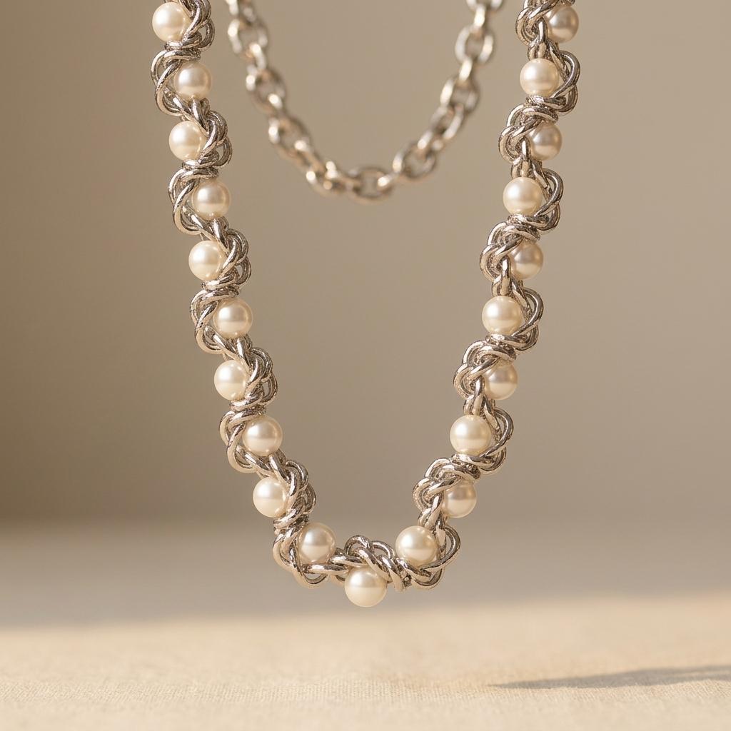 Hip Hop Pearl Chunky Chain Necklace