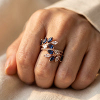 Rose Gold Sapphire Oval Leaf Ring