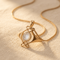 Gold Pearl Infinity Knot Pendant Necklace