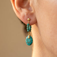 Boho Gold Filigree Turquoise Teardrop Earrings